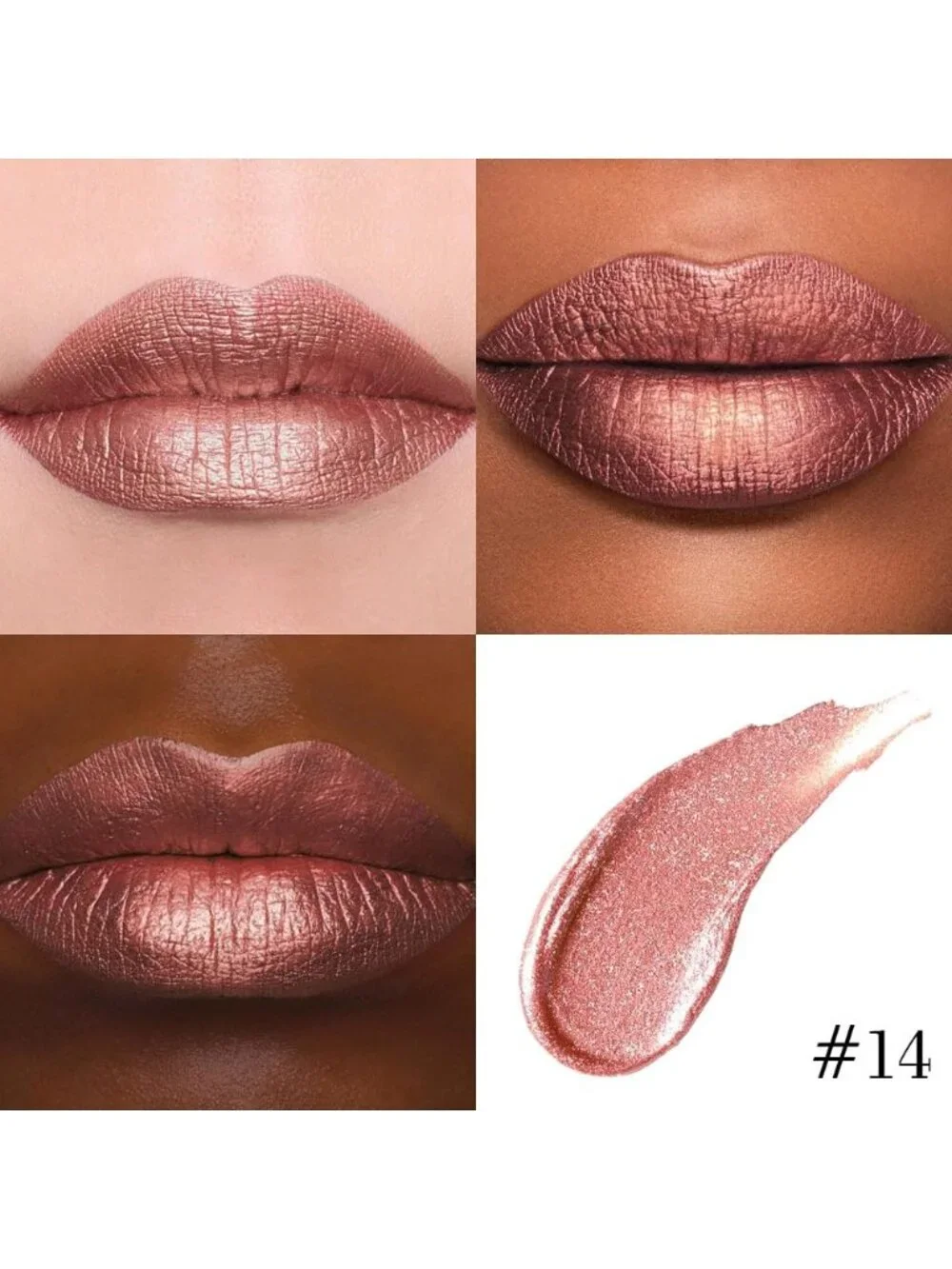 Womens 14# Bronze Gold-Metallic Glitter Liquid Lipstick lippies Lip Gloss